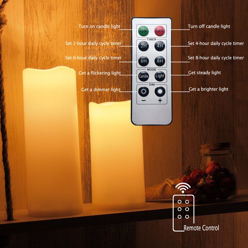 QIDEA Flameless Outdoor Waterproof LED Pillar Candle with Remote Timer Battery Operated Flickering Resin Candle Light for Halloween Christmas Wedding Party Centerpiece Decorations Supplies 3â€x 7â€ 2-Pack - Image 2